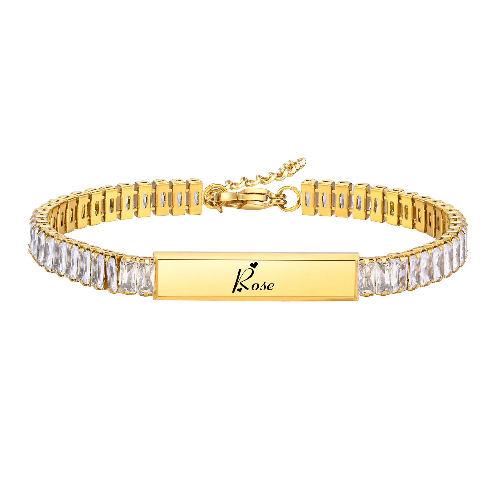 Kostenlose benutzer definierte Zirkonia Armbänder für Frauen Freundschaft Paare Namen gravierte Armband personal isierte Weihnachts geschenke