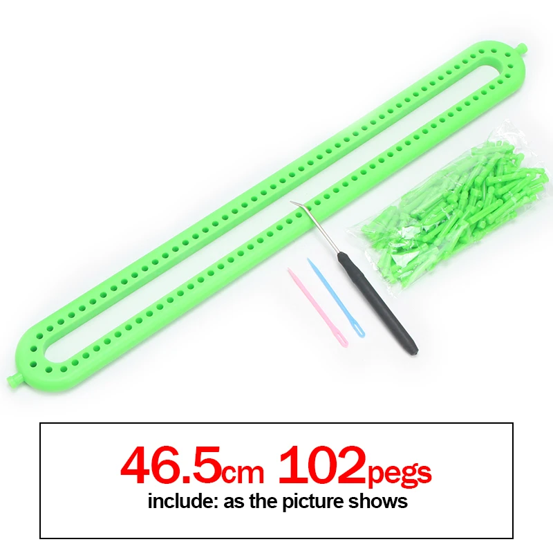 EMUKOEP Set Telaio Lungo Rettangolare, Telaio per Tessitura in Plastica per Realizzare Sciarpe e Cappelli, Kit Completo per Maglieria con Gancio, Ago e Accessori per Artigianato