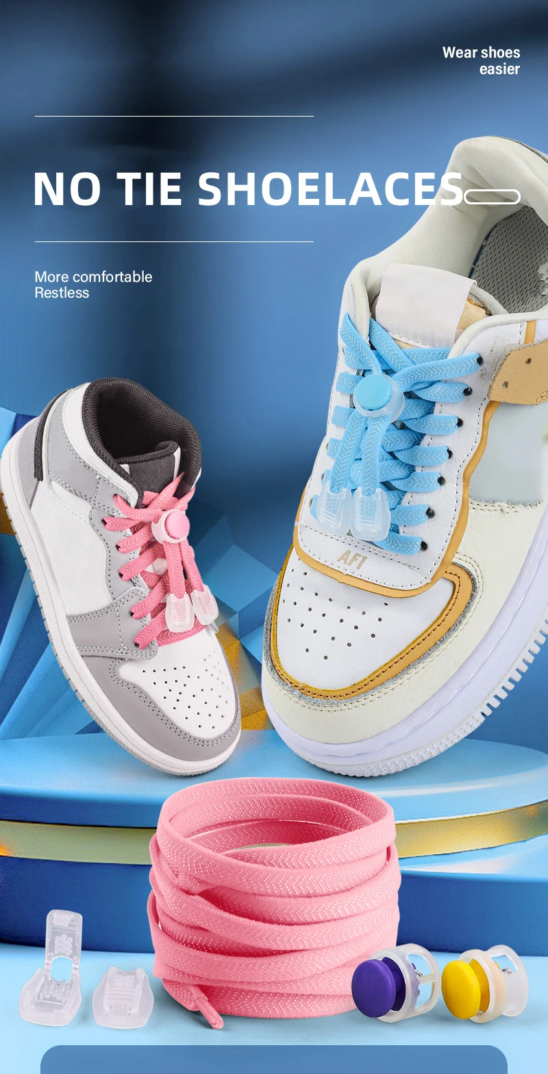 New Elastic Laces Sneakers Flat Rubber Band Shoelace Kids Adult Quick Lace Lazy No Tie Shoelaces Sport Running Shoestrings 1Pair