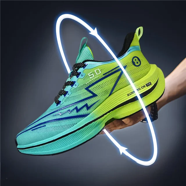 Men Sport Shoes Professional Cushioned Carbon Plate Running Shoes Breathable Lace-up Casual Sneakers Marathon Athletic Footwear