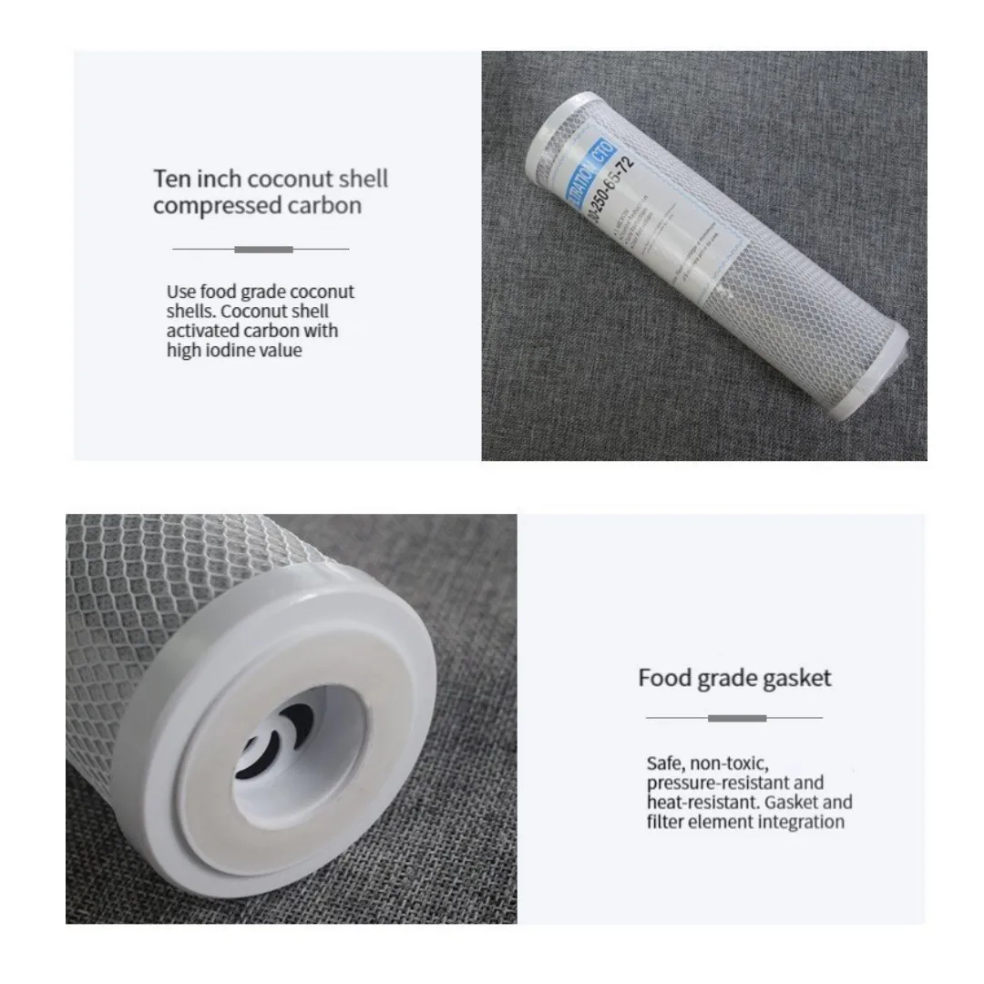 10 Inch  CTO Compressed Activated Carbon Cartridge  Replacement Kitchen Drinking Water Purifier Filter Treatment System