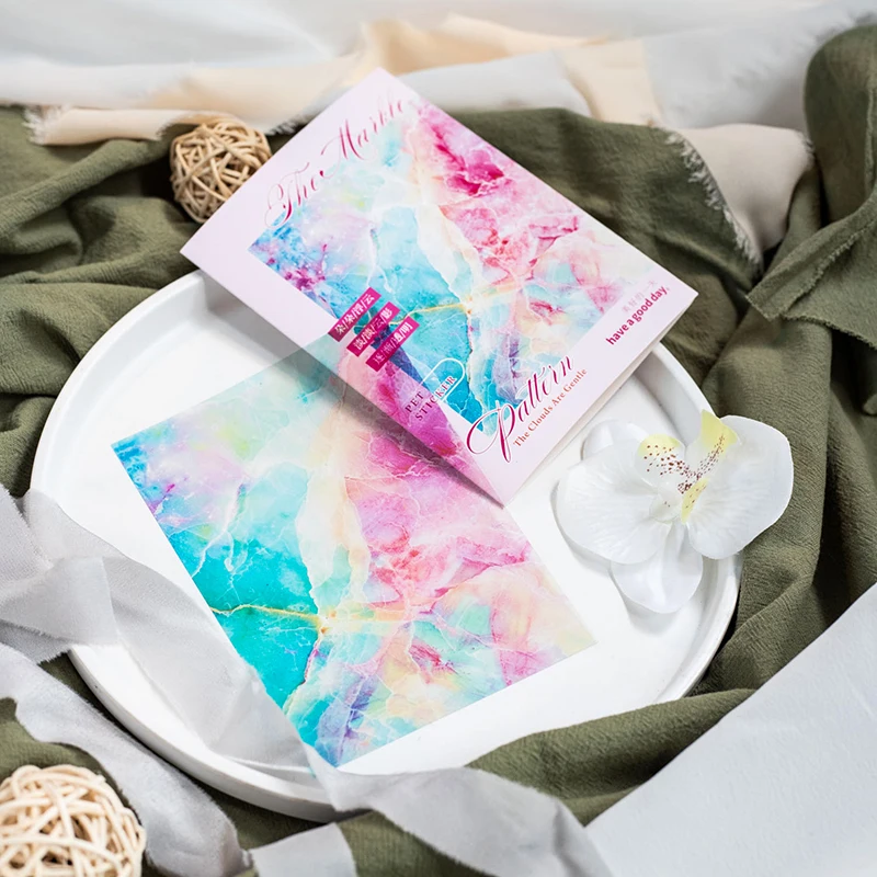 10pcs/pack Flowing cloud stone pattern Stickers Decorative Junk Journal Creative Stationery DIY Stickers Scrapbooking Supplies