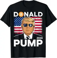 Donald Pump Bitcoin Funny Trump 2024 Crypto T-Shirt High Quality 100%Cotton Short Sleeve 1