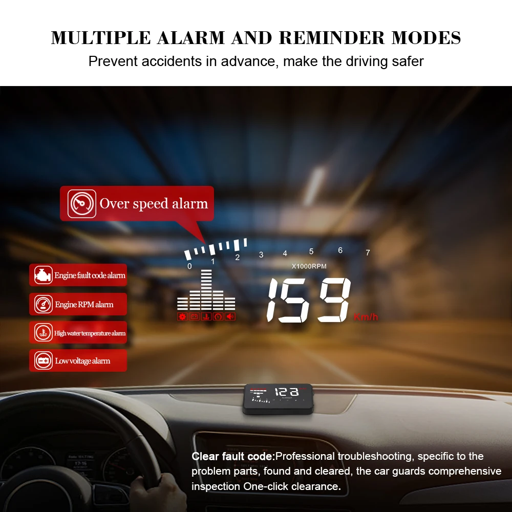 WIIYII 2021 X5 OBD2   ÷ ӵ   , RPM ӵ ˶ ڵ EU OBD HUD ÷ ڵ 