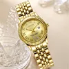 Ladies Big Brand Golden Watches Women Girls Casual Alloy Band Simple Dourado Date Quartz Watch Green Relogios Feminino Fashions 2