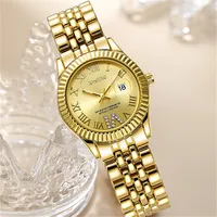 Ladies Big Brand Golden Watches Women Girls Casual Alloy Band Simple Dourado Date Quartz Watch Green Relogios Feminino Fashions 2