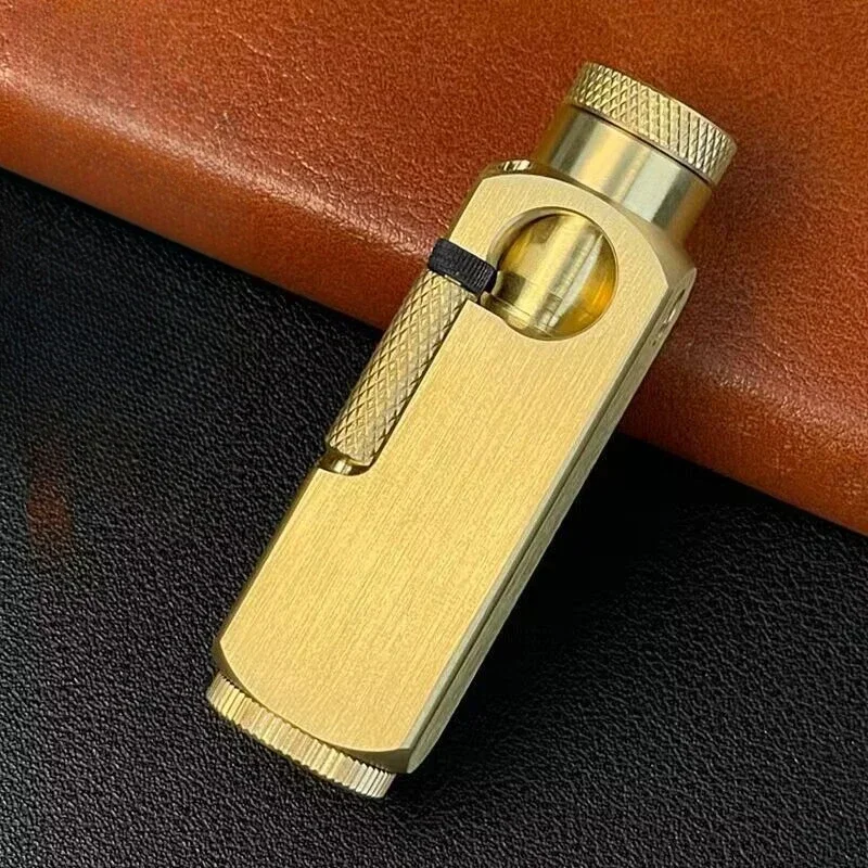 Heavy Trench Handmade Brass Kerosene Lighter Flamido Side Pulley Ignition Special-shaped Lighter Retro Collectible 3