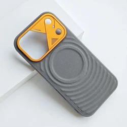 Luxury Wave PU Leather Magnetic Case with Magsafe Wireless Charging and Precise Camera Bumper Cover - iPhone 17 Pro (GRAY)