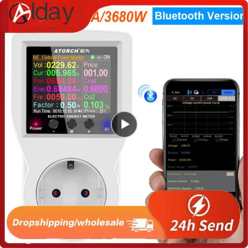 

1PCS Tuya WIFI Smart Socket Digital Wattmeter 220V Power Meter Electricity consumption EU Plug Power Kilowatt Wattage Energy