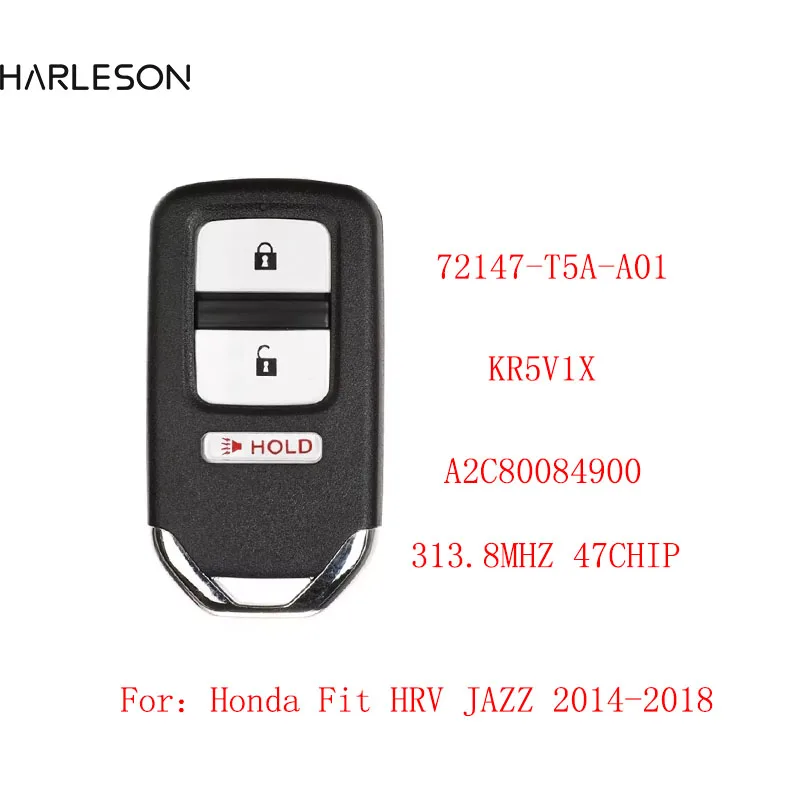 3 Button Smart Remote Car Key 313.8Mhz ID47 For Honda Fit Jazz HR-V Crosstour 72147-T5A-A01 KR5V1X