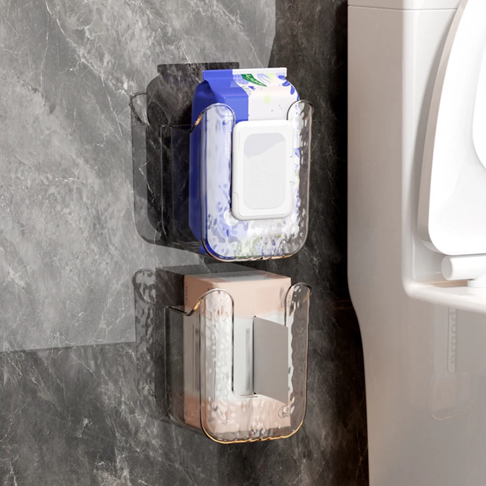 Description Picture 6 of itemClear Wipe Tissue Organiser Box Wall Mounted Tissue Holder Self-Adhesive Paper Towel Dispenser Toilet Paper Box For Bathroom