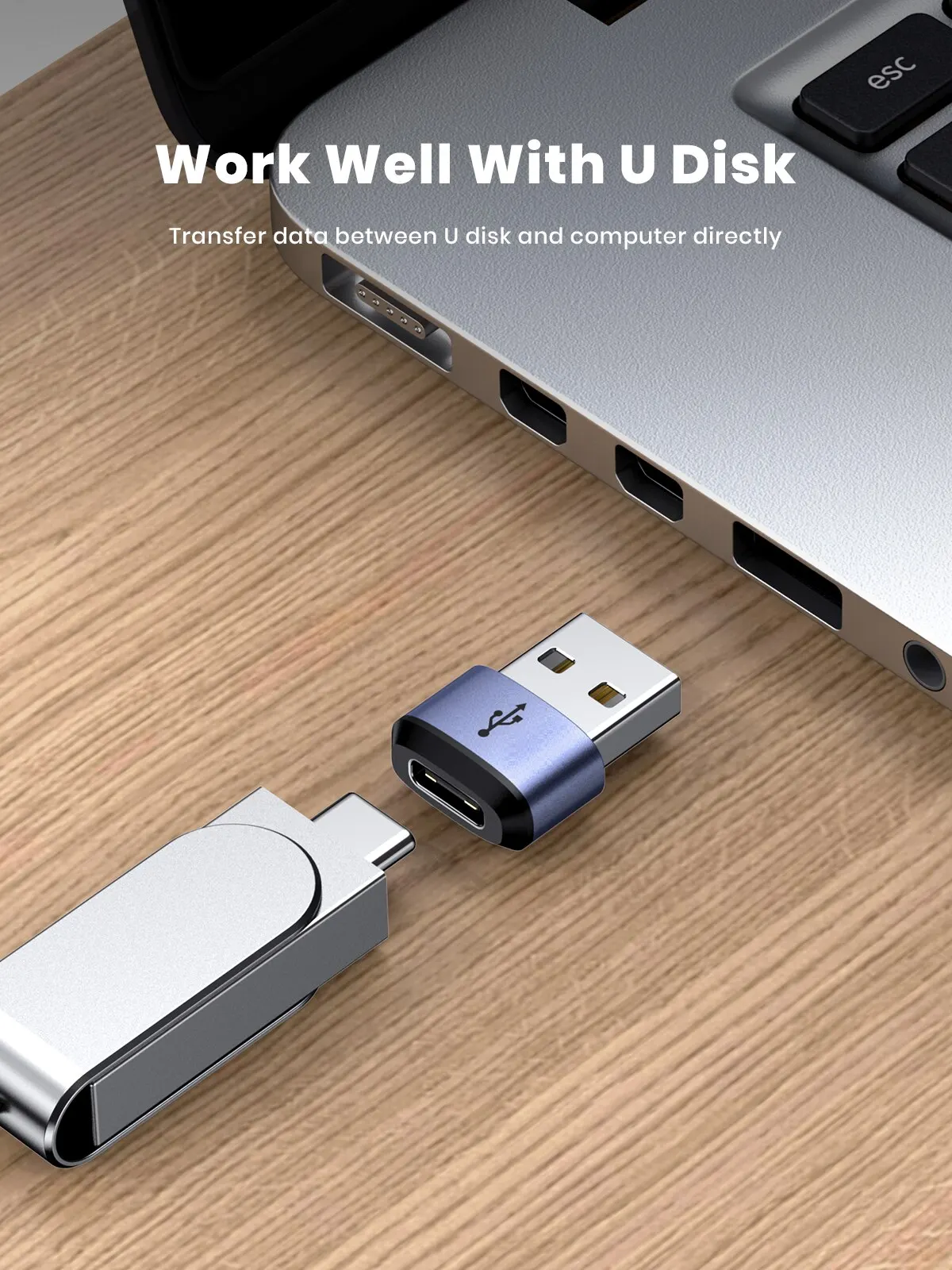 Enhanced USB-C to USB-A Fast Charging & Data Sync OTG Adapter