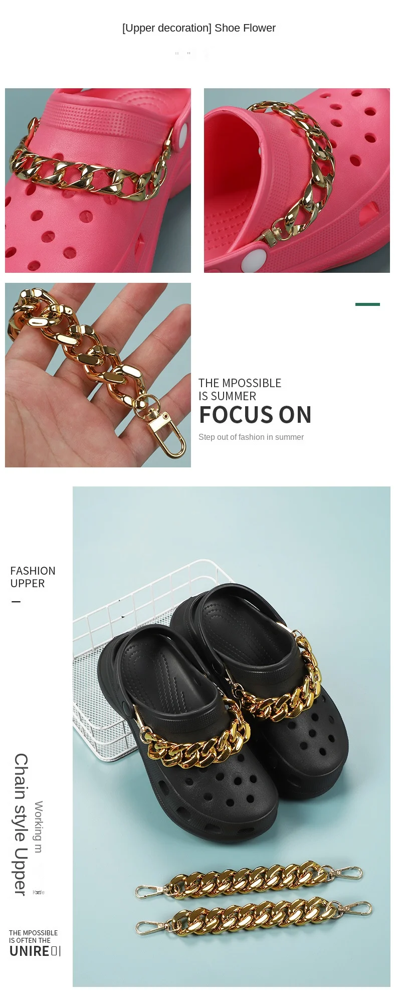 Ketten Schuh Dekoration DIY Abnehmbare für Wiederverwendung Turnschuhe Luxus Marke Charms Frauen Designer Schuhe Charms Zubehör – Detail 4