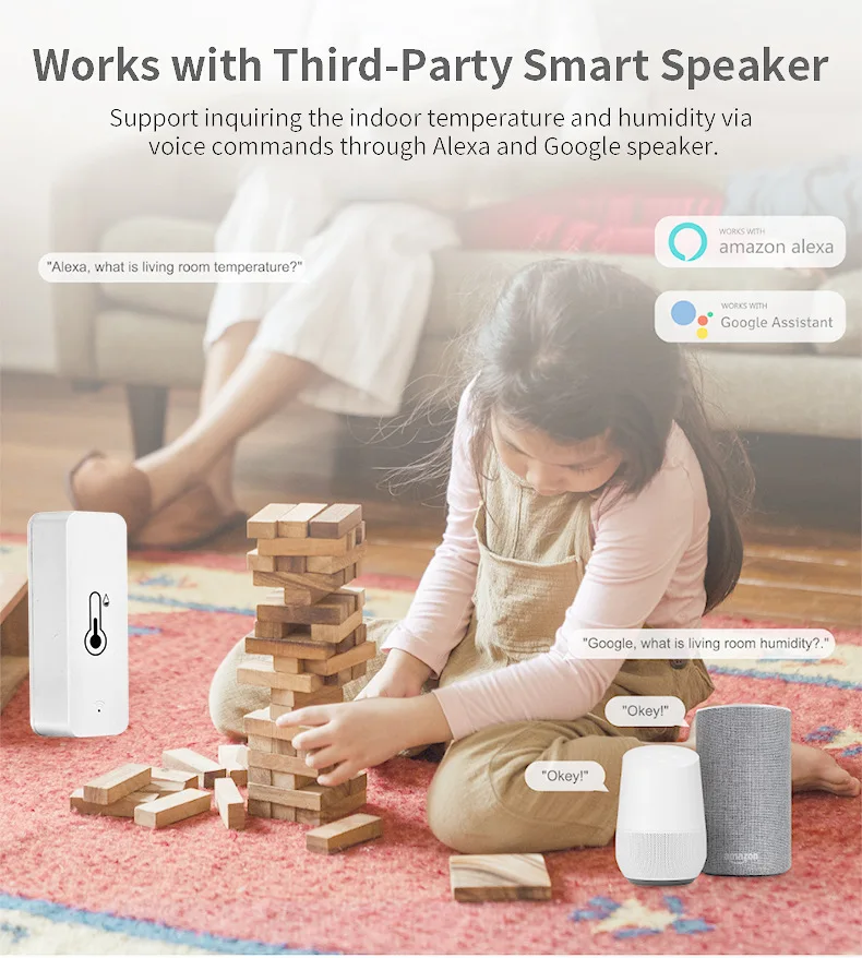 S22fc759eaecd4f778565afb3f978699bL Tuya Smart Temperature And Humidity Sensor WiFi APP Remote Monitor For Smart Home Work With Alexa Google Real Time Monitoring