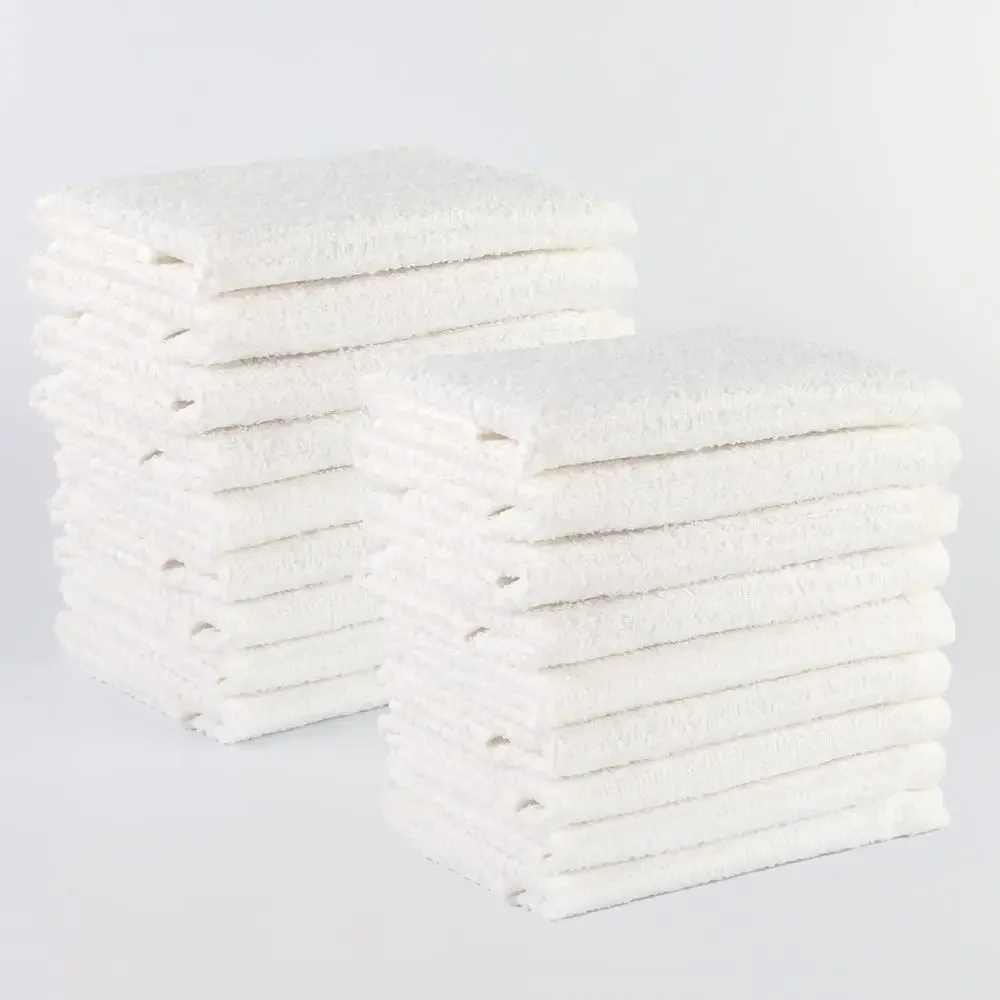 18-Piece Cotton Kitchen Bar Mop Cleaning Dishcloth Set White Absorbent Durable Easy Care Household All Surfaces Machine Wash 4