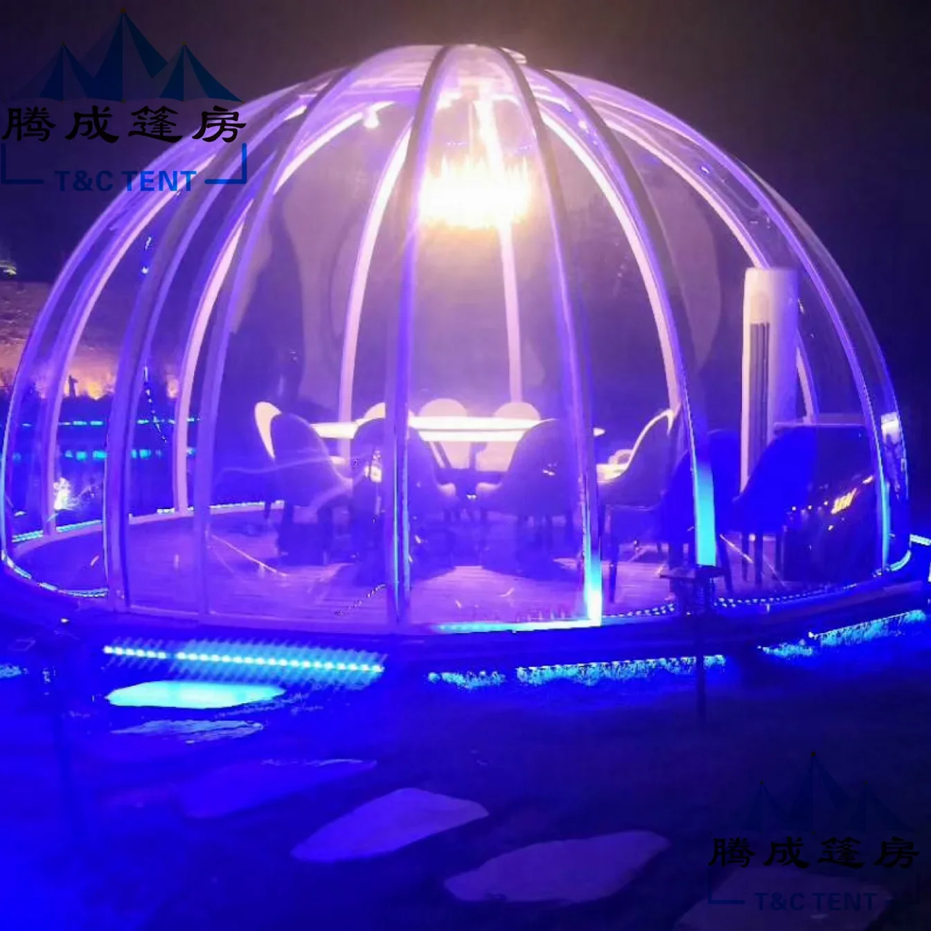 New Outdoor Trasparente Pc Starry Room Restaurant Box Net Red Ball Shaped Glass Bubble House Arc Steel Structure