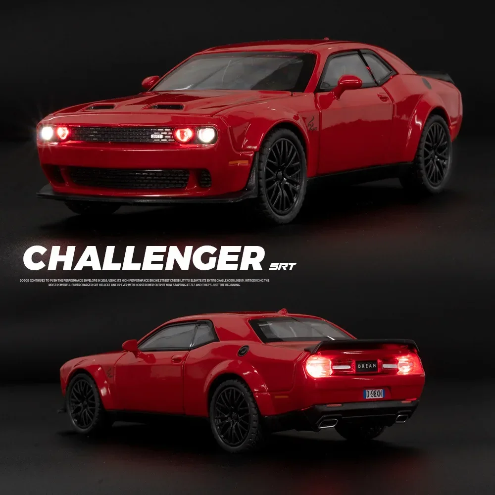 Dodge Challenger Hellcat Cars Models Toy 1: 32 Scale Die Cast Metel Cars Sound And Light Hellc Room Decoration Regali Di Compleanno