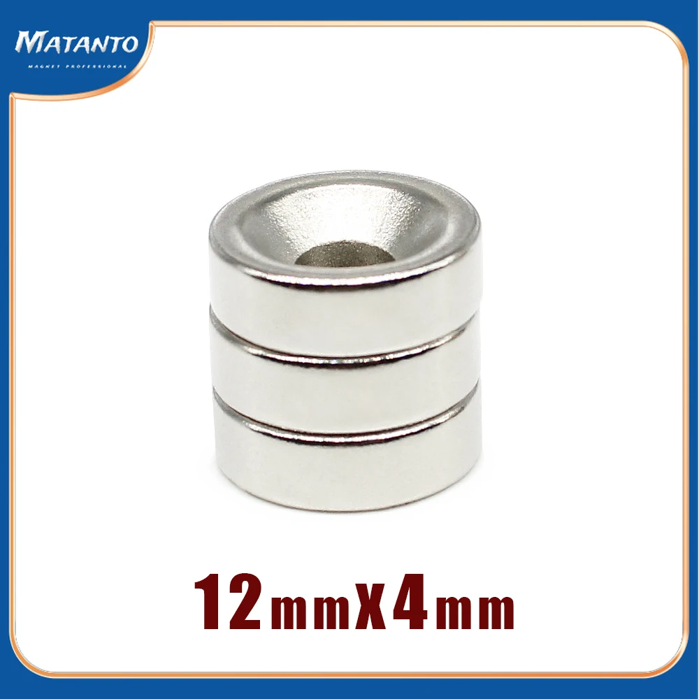 10/20/30/50/100/150PCS 12×4-4 Round Search Magnet 12*4 Hole 4mm Countersunk Neodymium Permanent Magnets Strong 12×4-4mm 12*4-4
