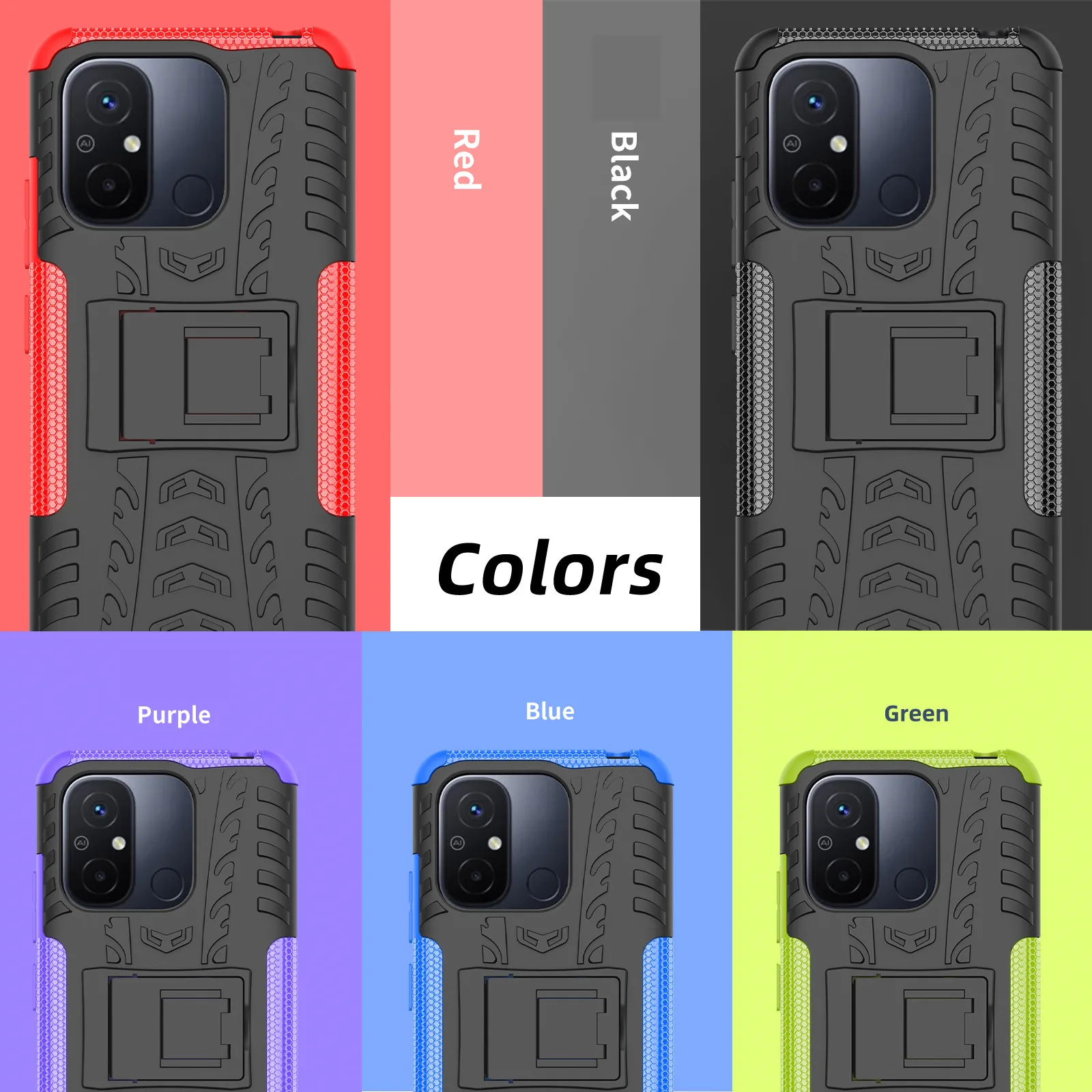 

For Xiaomi Redmi 12C 4G Case Redmi 12C Cover 6.71 inch Shockproof Rubber Armor Texture Holder Bumper For Xiaomi Redmi 12C Fundas