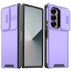 Luxury Slide Camera Protection Shockproof Armor Phone Case - Premium Back Cover for Galaxy Z Fold 8 Ultra (Purple)