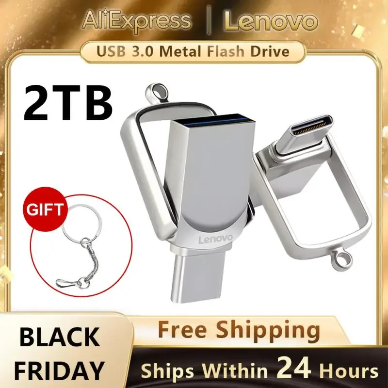 Lenovo Usb 3.0 Pen Drive 2Tb Type C Flash Drives Disco Flash Ad Alta Velocità 2 In 1 Otg Pendrive 1Tb Storage U Disk Per Console Ps4