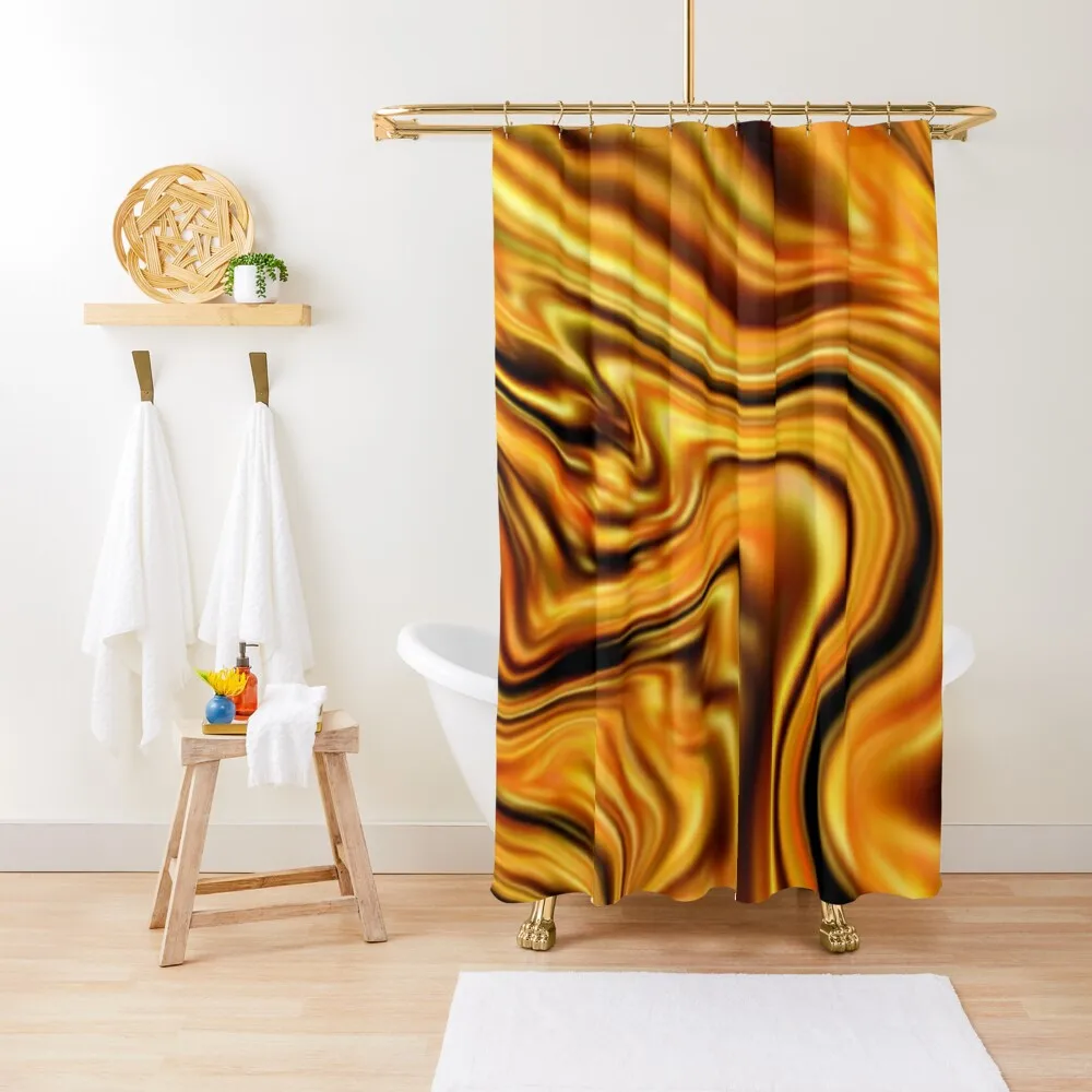 

Holographic Marble , Liquid Metallic Gold, Copper and Black Shower Curtain Modern Bathroom Accessories Bathroom Showers Curtain
