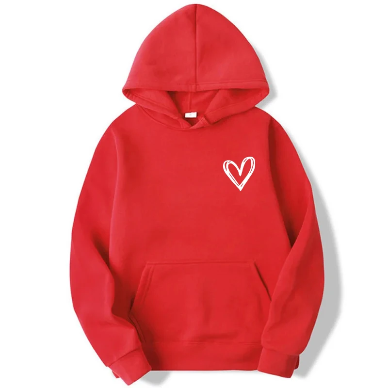 thumbnail image 1 of Sudadera con estampado de corazón simple para mujer, sudaderas con capucha sueltas informales suaves, Tops de lana cálidos para estudiantes, Otoño e Invierno, 1 of 5