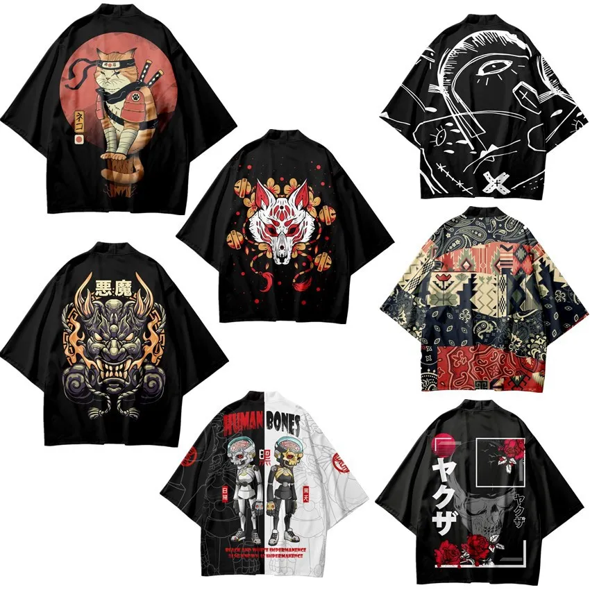 

Color Cosplayer Anime Kimono Haori Cloak Cosplay Costume Harajuku Tops Cardigan Dragon Totem 3D Printing Jacket Japanese Style