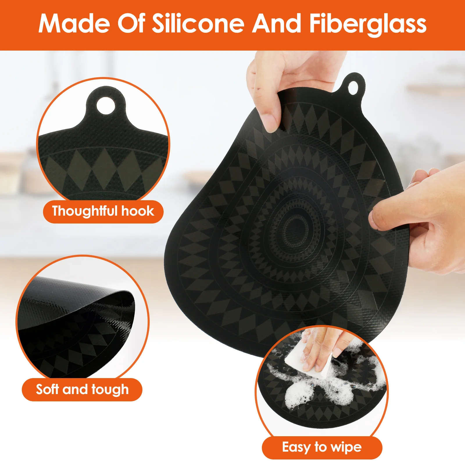 4PCS Induction Cooktop Mat Silicone Thermochromic Induction Cooktop Protective Cover Heat-resistant Cooktop Scratch Protector