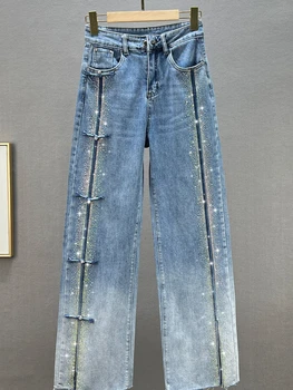 Jeans Damskie Spodnie - Szerokie - Z Dzetami 3