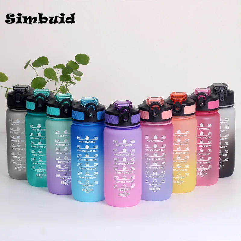 3Sizes Sports Water Bottle Gradient Color Motivational Bottle with Time Marker Leak-proof Cup Gym Outdoor Drinkware - Image 3