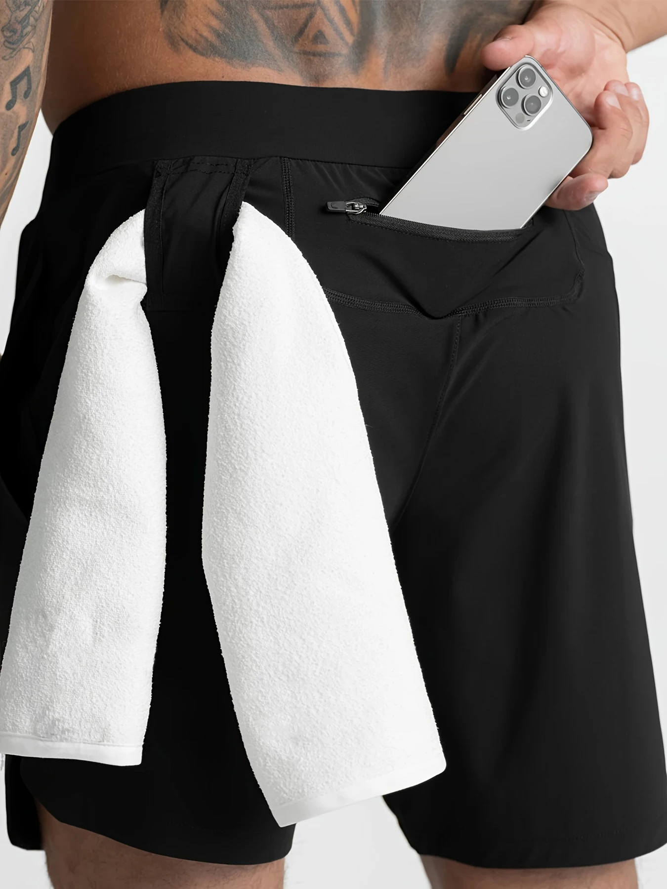 DK-887Men's shorts single woven quick dry solid color running fitness sports casual American fifth pants 2