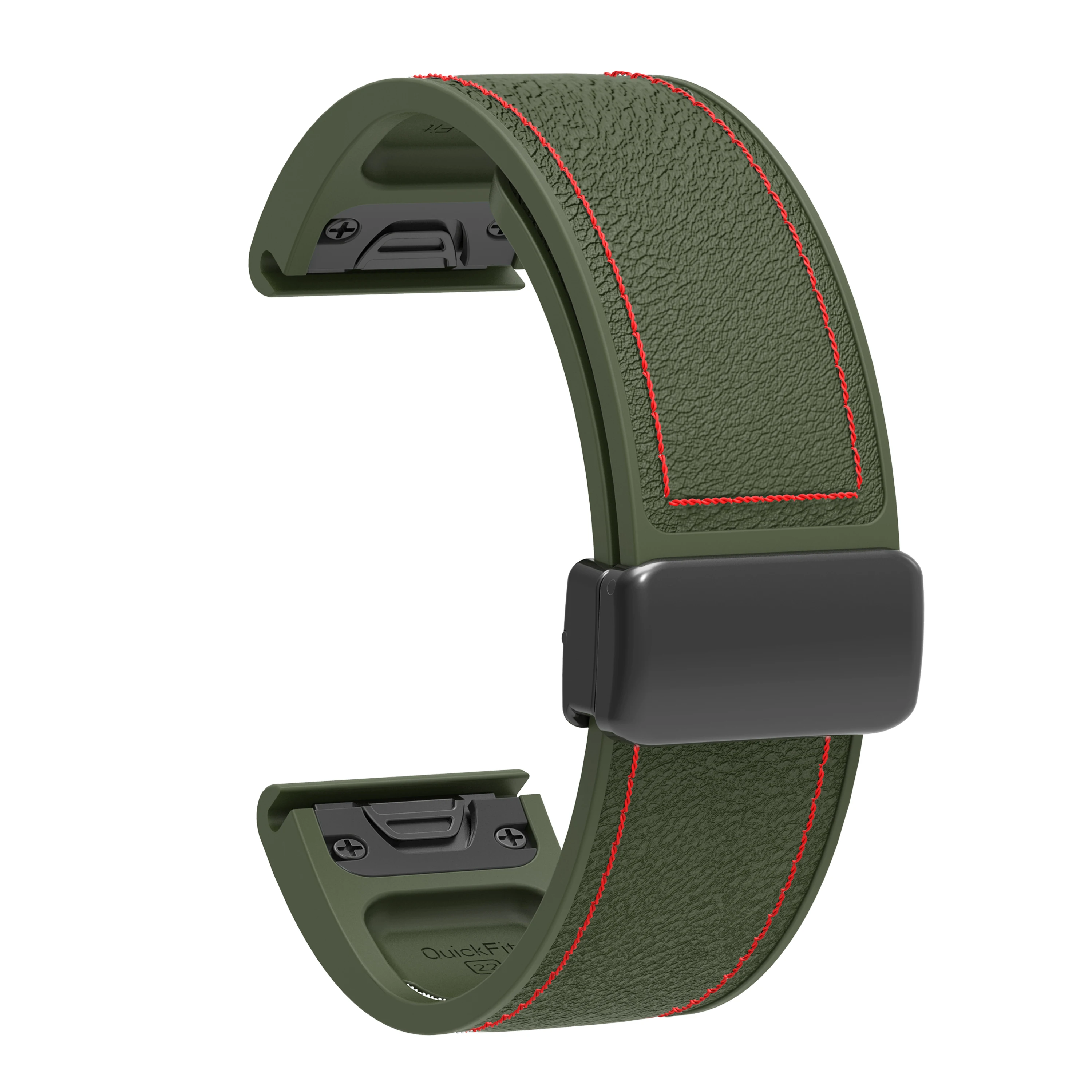 Folding Magnetic Silicone Watch Strap with Quick-Release Stitching Design