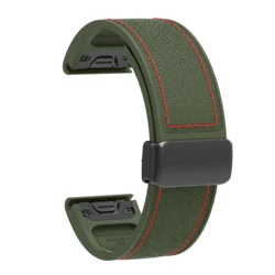 Folding Magnetic Silicone Watch Strap with Quick - Release Stitching Design - 26mm (Green)