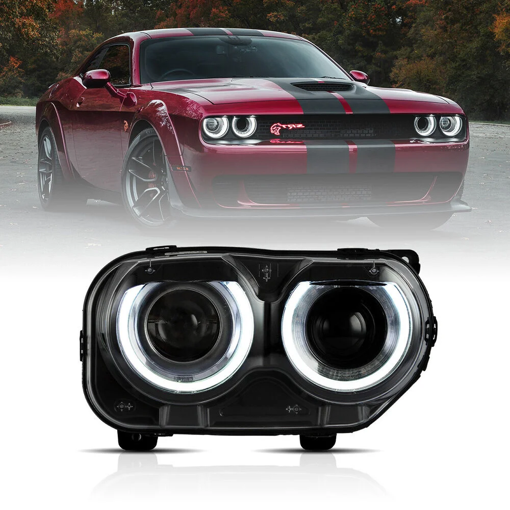 

Car Accessories Right Side Halogen Headlight For 2015-2021 For Dodge Challenger LED Halo DRL Lights DRL Signal Automotive