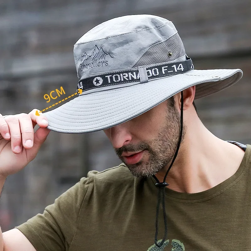 Sports Caps Fishing Hat Fisherman Hat Men Wide Brim Sun Protection Outdoor Camping Mountaineering Hiking Beach