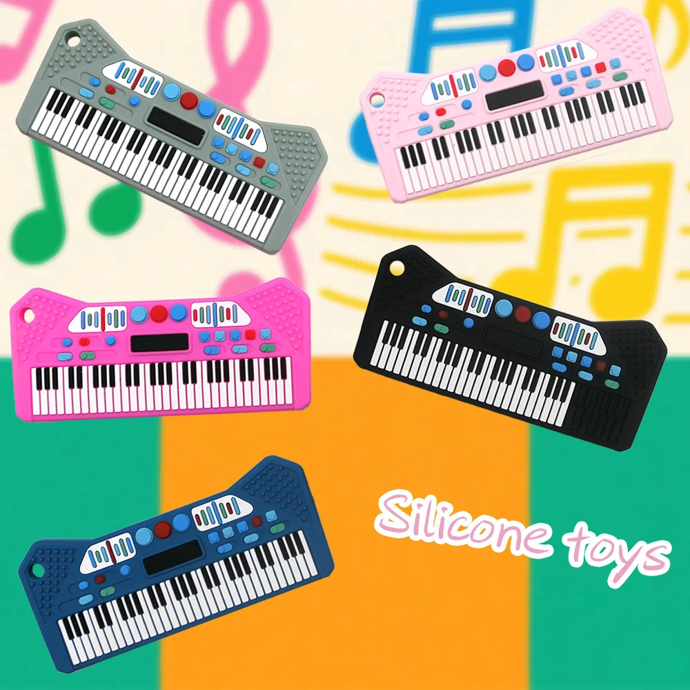 Simulated Piano Teether Pacifier, Silicone Anti-Sucking Molar Toy for Teething Relief