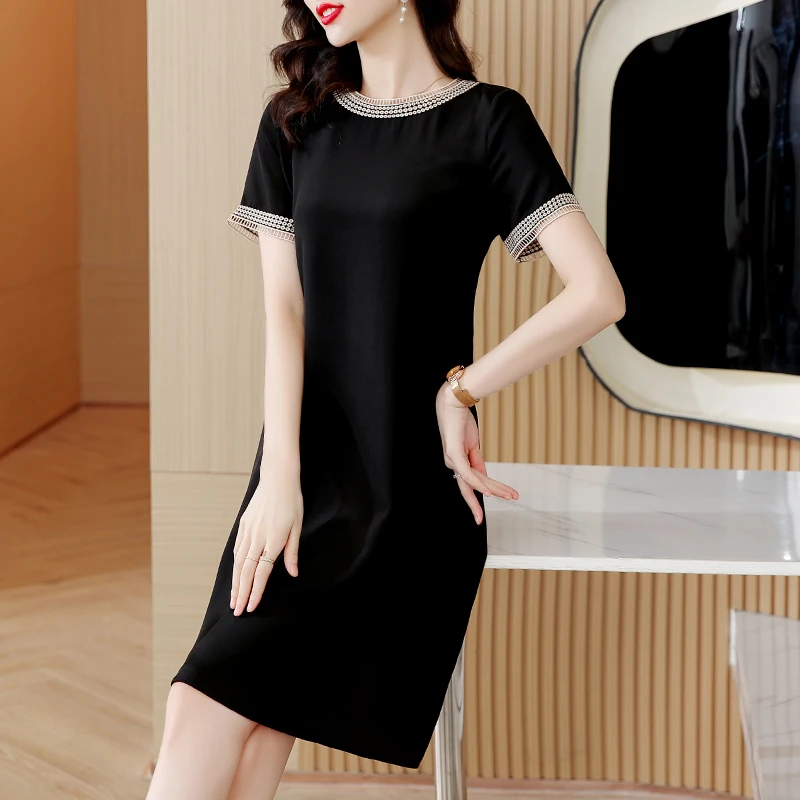 blue dress for baby girl Black Loose-Fit Dress with Wide Sleeves by Zlitay