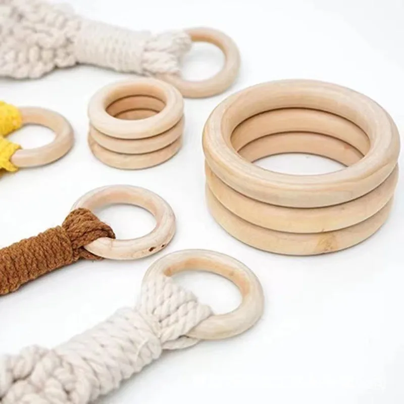 Unfinished Solid Natural Wooden Teething Ring Wood Circle Rings