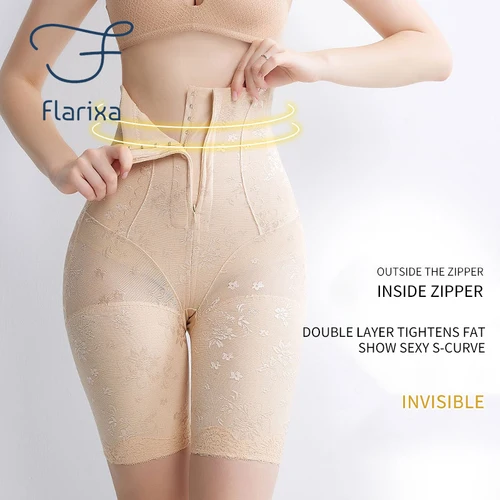 Flarixa 여성용 슬리밍 시스, 플랫 배 성형 팬티, 허리 트레이너, 바디 셰이퍼, 지퍼, 엉덩이 리프트, 배 조절, 반바지 코르셋 4
