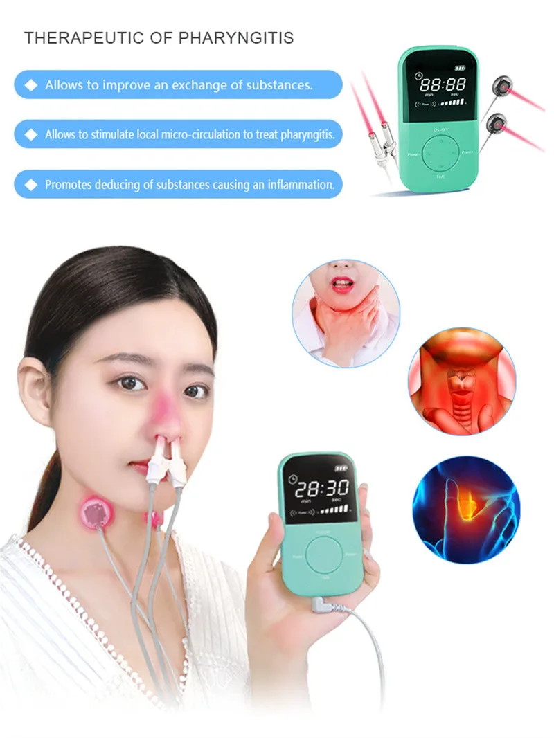 LASTEK 650nm With Phototherapy Laser Pad for Stuffy nose/Chronic pharyngitis,tonsillitis Sore throat/Pharyngitis Physiotherapy D
