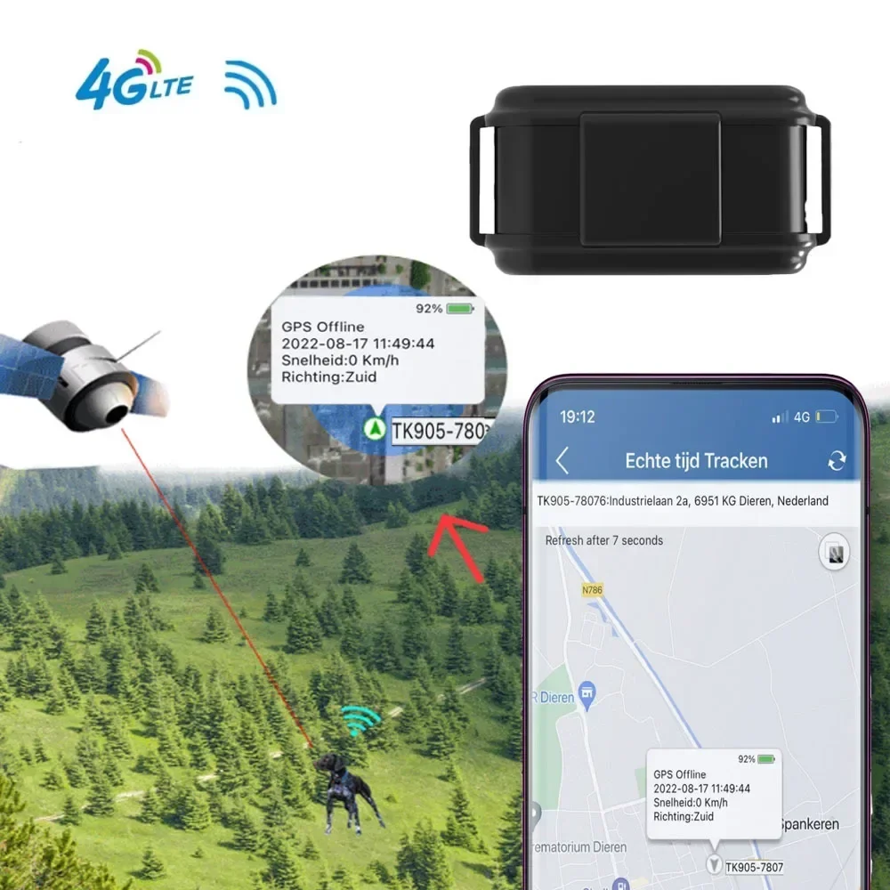 4G GPS Tracker Collar for Dog Animal Realtime Tracking GPS Locator Waterproof Anti-lost Voice Monitor Geofence Free APP Tracker