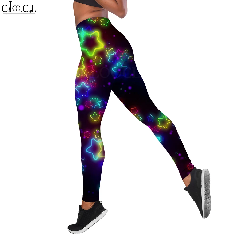

CLOOCL Fashion Casual Workout Trousers Women Seamless Legging for Fitness Fluorescent Dots Print Legins Pants Clothing