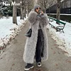 Neo Mint Extra Long Luxury Lamb Fur Teddy Coat Women 2024 Winter Ladies Mob Wife Style Oversized Chunky Faux Fur Jacket Overcoat 1