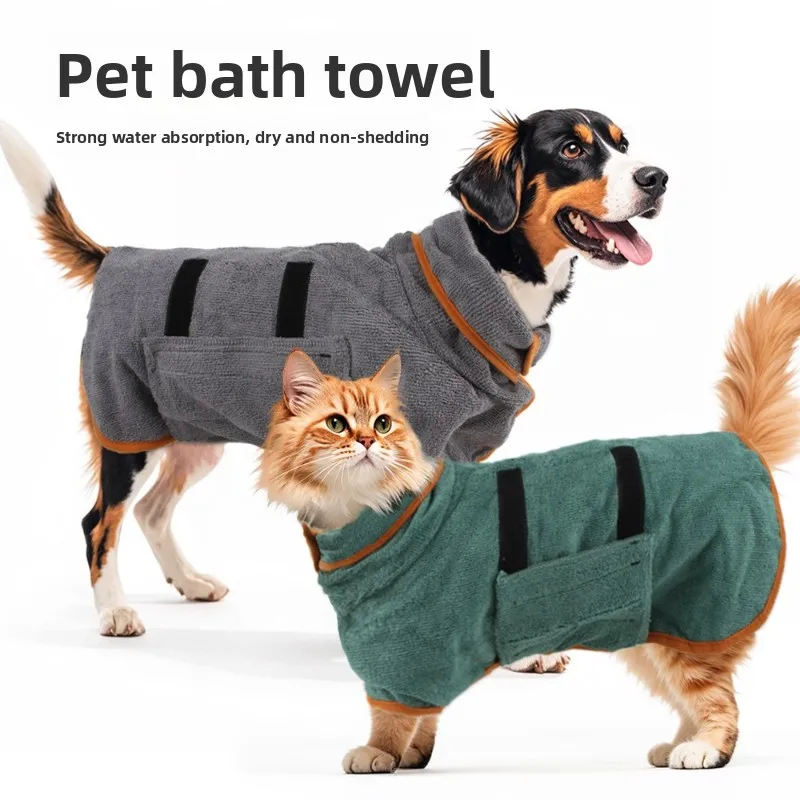 Dog Bath Towel Pet Absorbent Bathrobe Size Dog Cleaning Full Body Wrapping Cat Bath Towel
