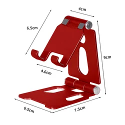 Sleek Metal Aluminum Alloy Mobile Phone Desktop Holder - Foldable and Portable (Red)