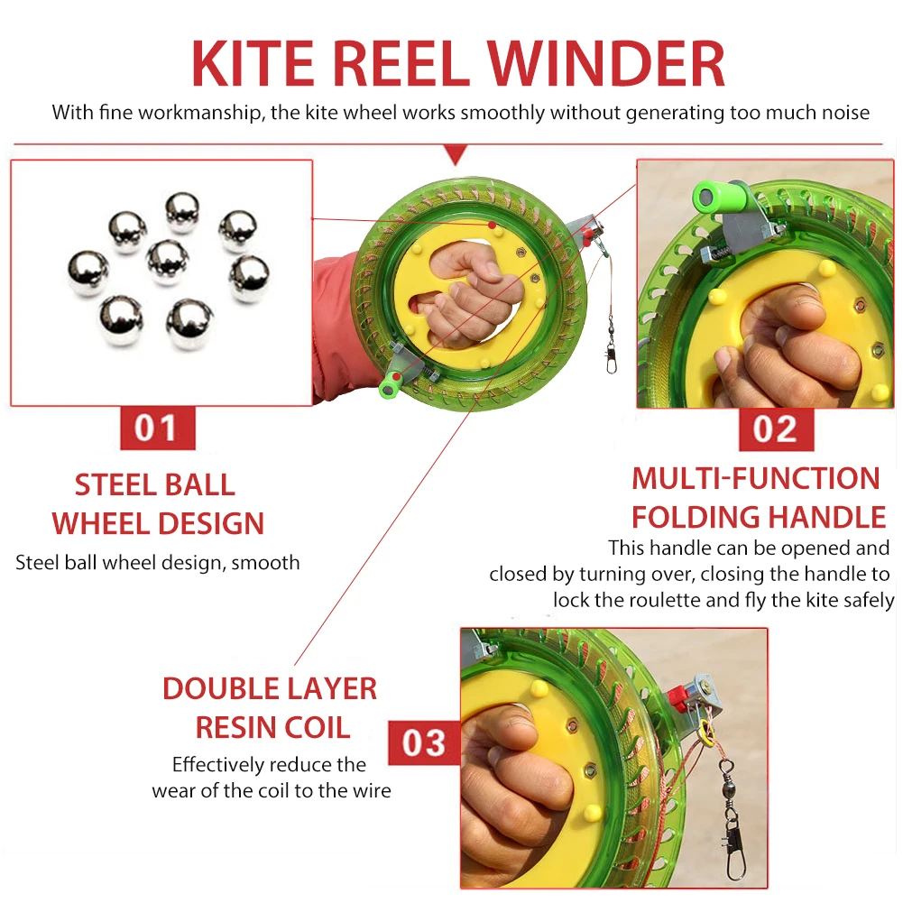 Outdoor Kite Line Winder Winding Reel Grip Wheel with Flying Line String 