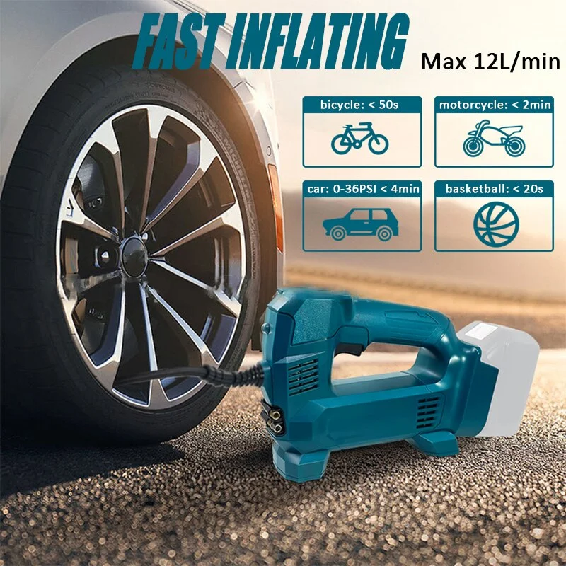 Per Makita/Dewalt /Milwaukee 18V Batteria Pompa Ad Aria Elettrica Gonfiatore Per Pneumatici Cordless Compressore D'Aria Manometro Igital Luce A Led