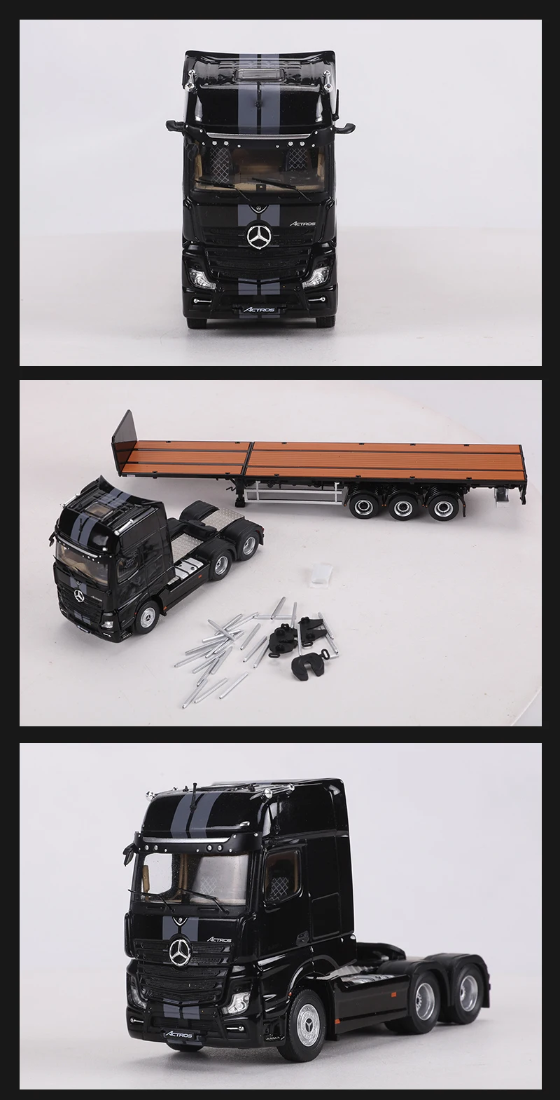 Pre-sale GCD 1:64 ACTROS GIGASPACE 6*2 Sattelzugmaschine & Scalable Trailer Alloy Mode Car 