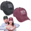 Letter DAD MOM Embroidery Hats For Women Men Washed Cotton Baseball Cap Retro Casual Unisex Sports Sun Hat 1